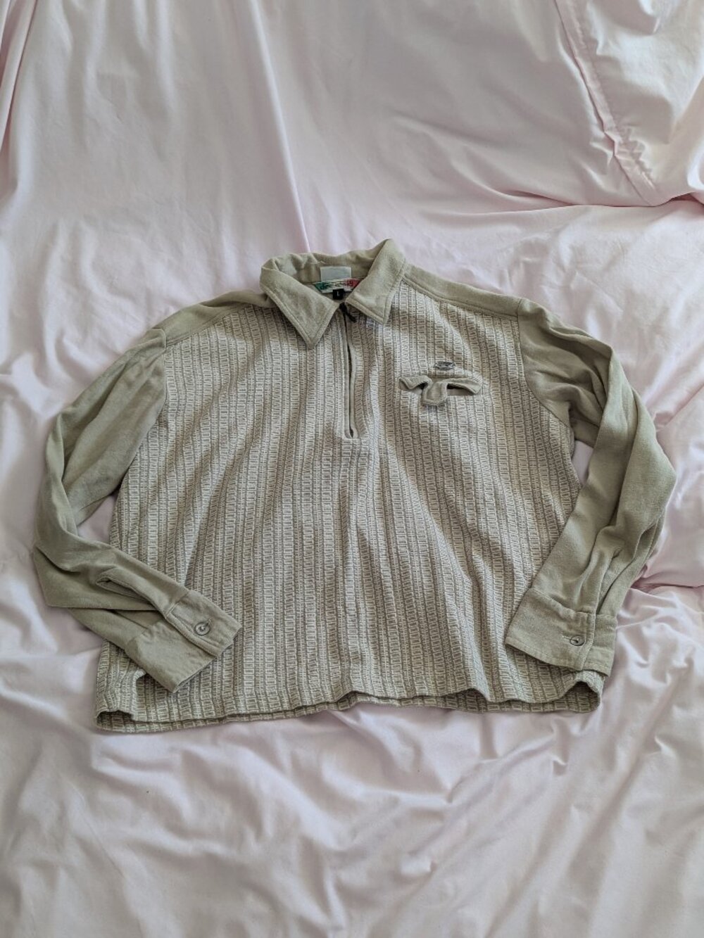 Diesel Tan Textured Knit Quarter Zip Pullover Size L
